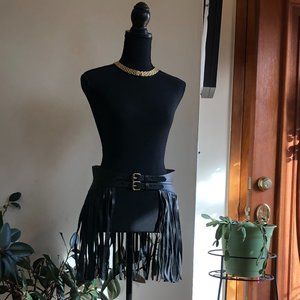 BCBGMAXAZRIA Black Fringe Belt